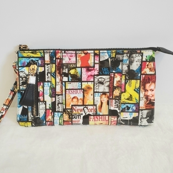 FASHION Magazine Print Style Clutch Wallet Wristlet Purse - Picture 3 of 15